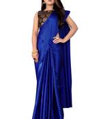 Royal blue plain satin saree with blouse