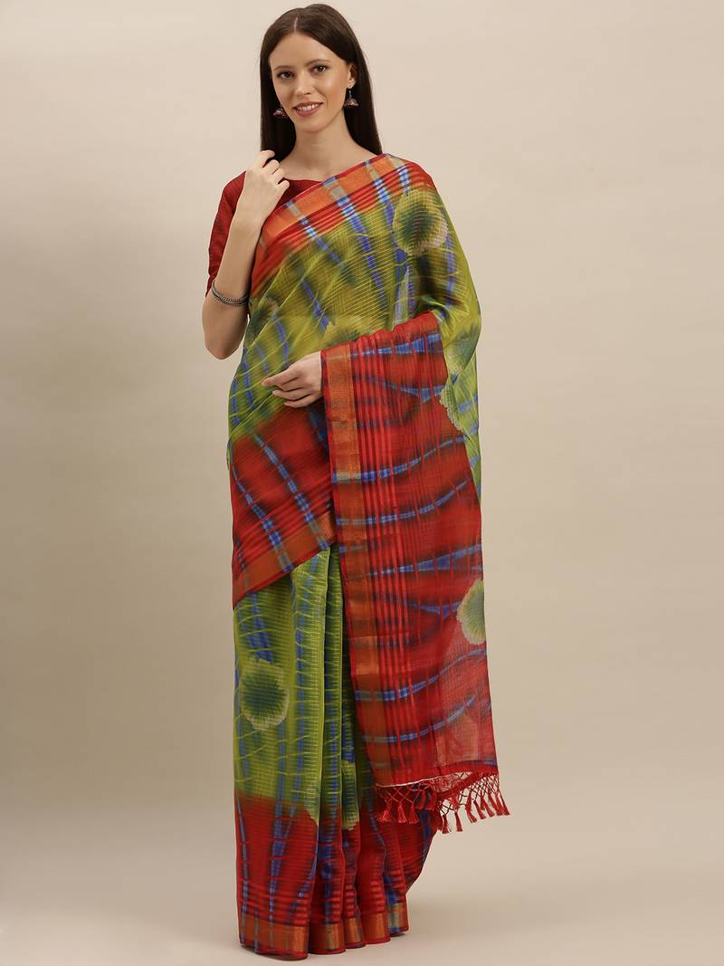 Women's Silk Blend Green Woven Design Designer Saree With Blouse Piece main image 0