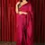 Magenta plain blended cotton saree with blouse