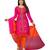 Women's Pink & Orange Cotton Embroidered Dress Material with Dupatta