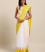 White plain linen saree with blouse