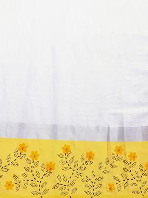 White plain linen saree with blouse 3