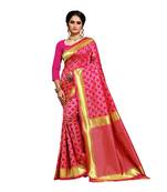Magenta Woven Art Silk Saree With Blouse