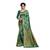 Dark green woven banarasi silk saree with blouse