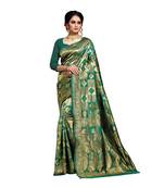 Green Woven Art Silk Saree With Blouse