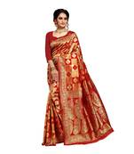 Red Woven Art Silk Saree With Blouse
