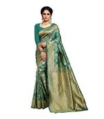 Green Woven Art Silk Saree With Blouse