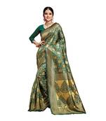 Rama Green Woven Art Silk Saree With Blouse