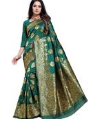 Green Woven Art Silk Saree With Blouse