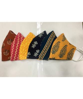 Multicolor Cotton Printed 3 layer  face masks 1