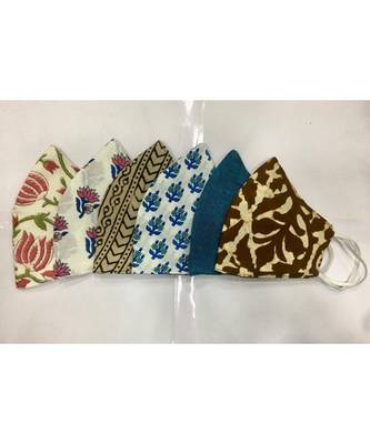 Multicolor Cotton Printed 3 layer  face masks 1