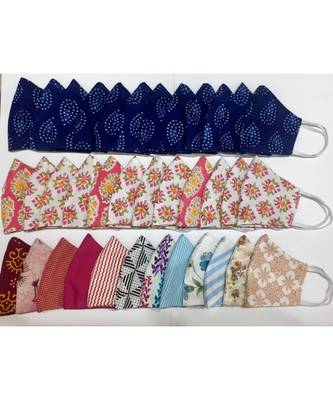 Multicolor Cotton Printed 3 layer  face masks 1