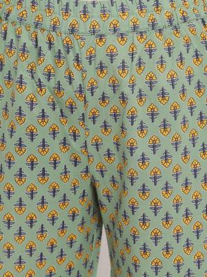 Women'S Floral Print Straight Cotton Pista Kurti With Palazzo 7