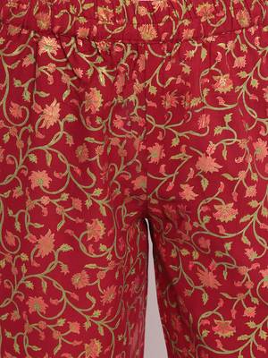 Women'S Foil Print , Lace Work Straight Cotton Dark Pista Kurti With Palazzo & Dupatta 7