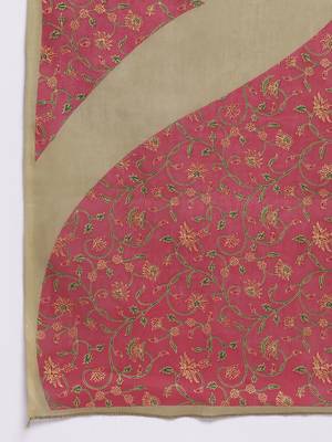 Women'S Foil Print , Lace Work Straight Cotton Dark Pista Kurti With Palazzo & Dupatta 8