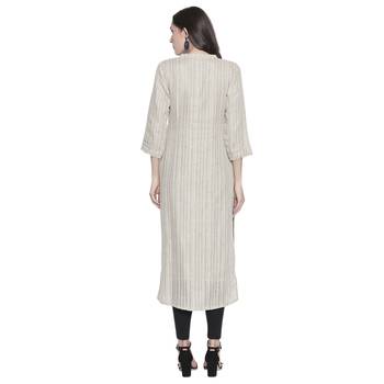 Beige printed linen ethnic-kurtis 2
