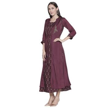 Maroon embroidered cotton silk ethnic-kurtis 4