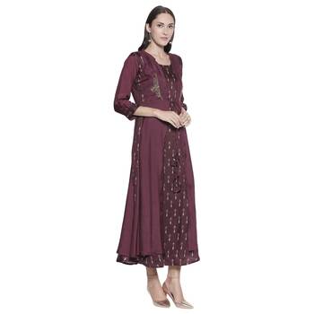 Maroon embroidered cotton silk ethnic-kurtis 5