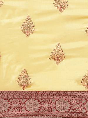 Yellow embroidered tussar silk saree with blouse 3
