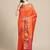 Orange embroidered tussar silk saree with blouse