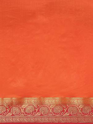 Orange embroidered tussar silk saree with blouse 3