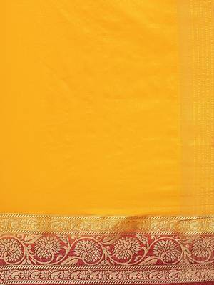 Yellow embroidered tussar silk saree with blouse 3