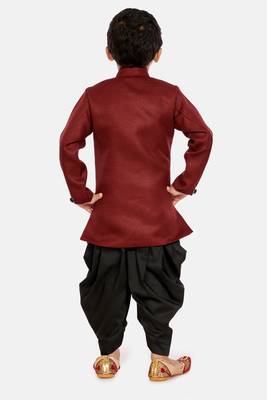 Maroon plain blended cotton boys-sherwani 4