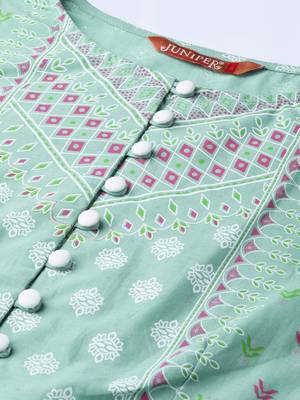 Mint Cambric Printed Peplum Crop-Top with Palazzo 4