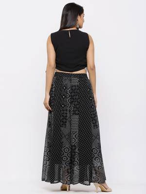 Black Georgette Embellished Crop-Top with Palazzo 2