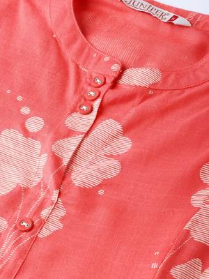 orange Rayon Printed A-Line Kurta Palazzo Set 5