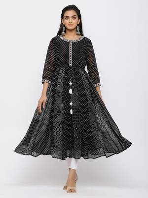 Black Georgette Printed Anarkali Kurta 1