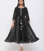 Black Georgette Printed Anarkali Kurta