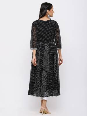 Black Georgette Printed Anarkali Kurta 2