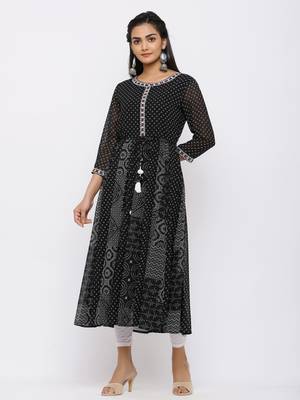 Black Georgette Printed Anarkali Kurta 3