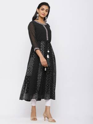 Black Georgette Printed Anarkali Kurta 4