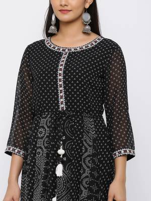 Black Georgette Printed Anarkali Kurta 5