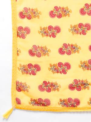 orange Rayon Solid Kurta with Printed Scarf 5