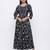 Indigo Rayon Embroidered Tiered Ethnic Dress