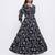 Indigo Rayon Embroidered Tiered Ethnic Dress