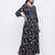 Indigo Rayon Embroidered Tiered Ethnic Dress