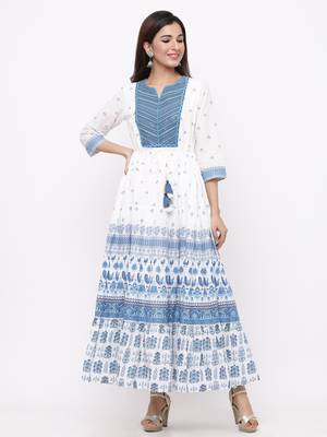 Blue Cambric Embroidered Tiered Dress 2