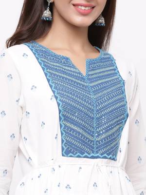 Blue Cambric Embroidered Tiered Dress 5