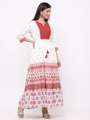 Maroon Cambric Embroidered Tiered Dress 3