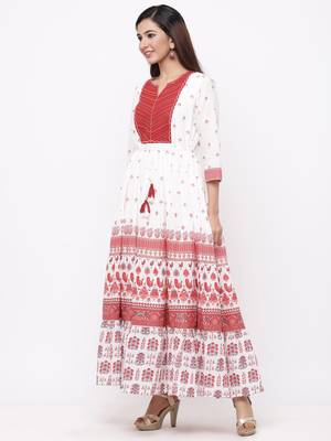Maroon Cambric Embroidered Tiered Dress 4
