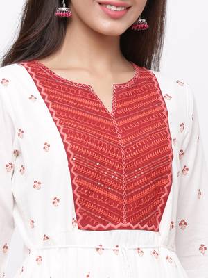 Maroon Cambric Embroidered Tiered Dress 5