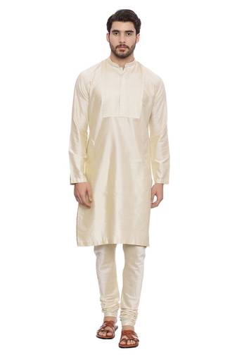 Mayank Modi Beige Silk Blend Kurta Set