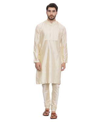 Mayank Modi Beige Silk Blend Kurta Set 1