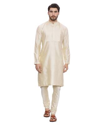 Mayank Modi Beige Silk Blend Kurta Set 2
