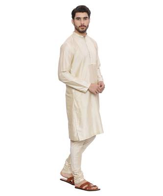 Mayank Modi Beige Silk Blend Kurta Set 4