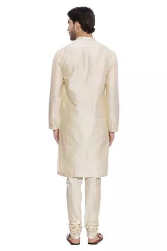 Mayank Modi Beige Silk Blend Kurta Set